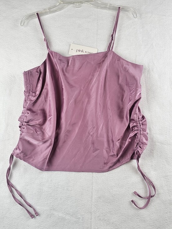 Pink Rose Tops - Pink Rose Womens M Ruched Adjustable Tank Top Spaghetti Straps‎ Dusty Mauve NWT